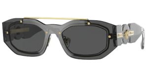 Versace VE2235 schmale schwarz goldene Sonnenbrille mit Doppelsteg